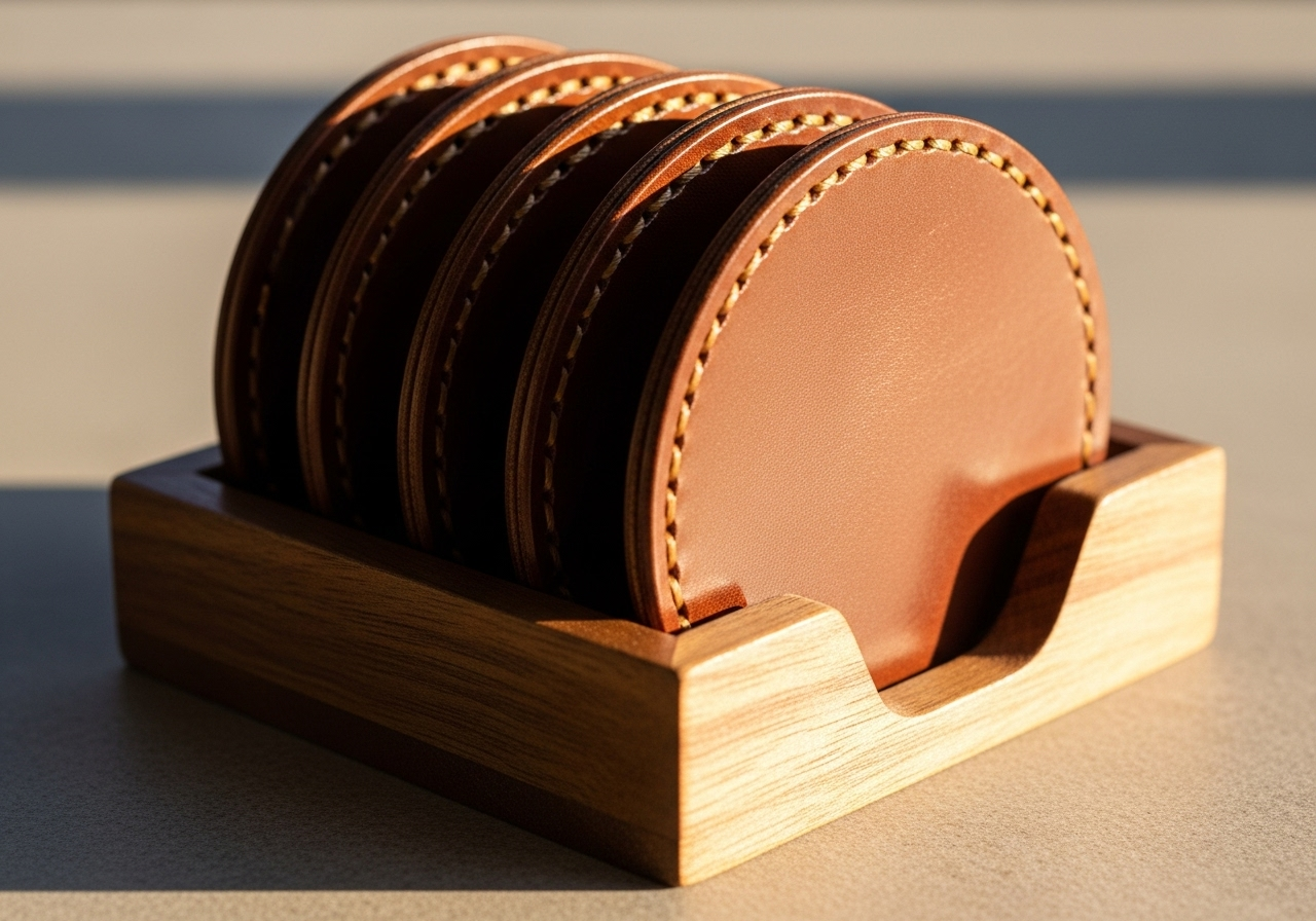 Leather Coaster Set